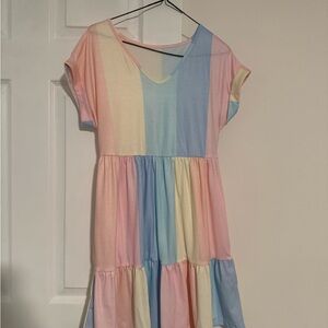 SHEIN Pastel Striped Kids Dress